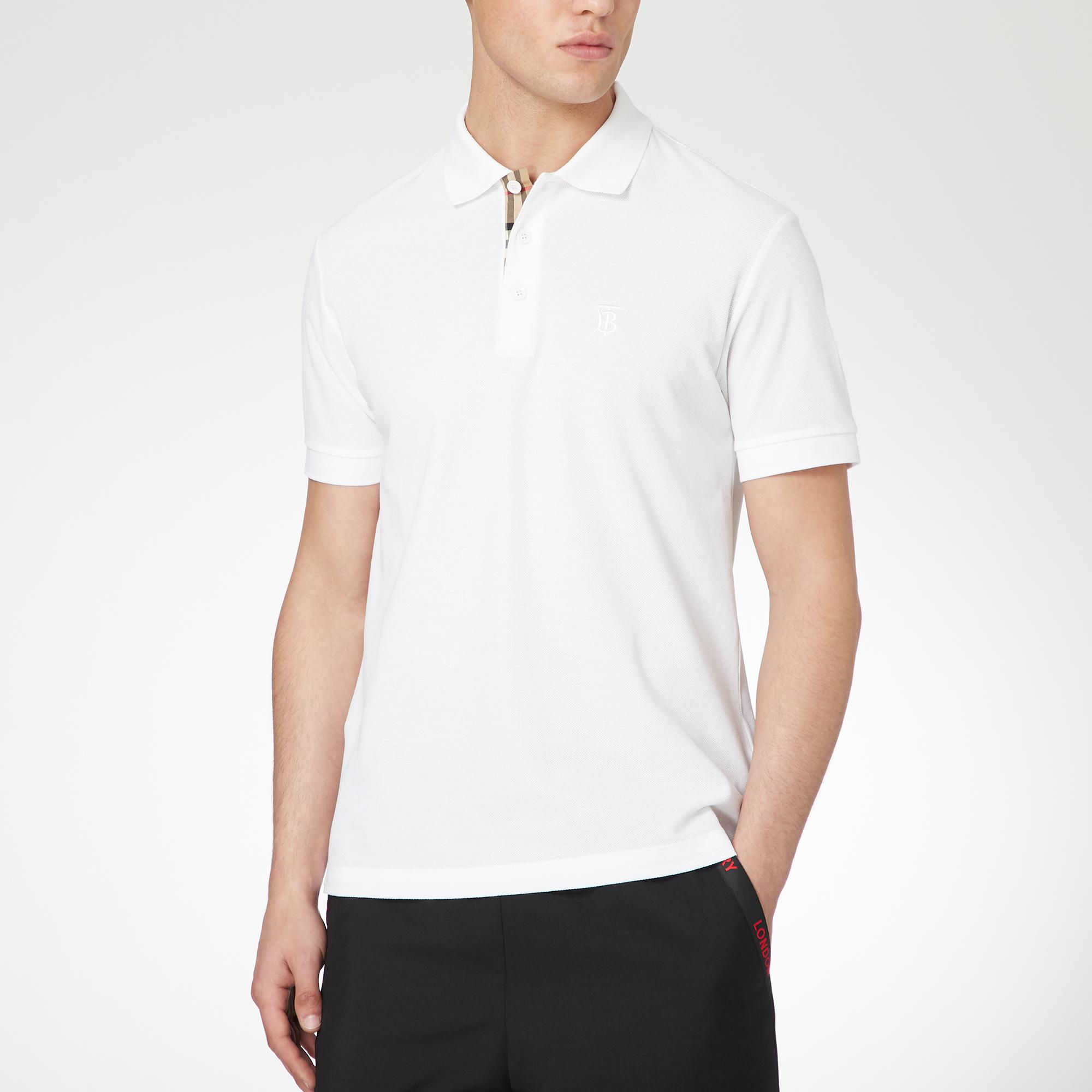 Checked Placket Cotton Polo Shirt